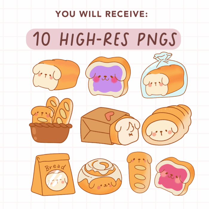 Cute Kawaii Dog Bakery Clipart, PNG, Commercial - Image 2