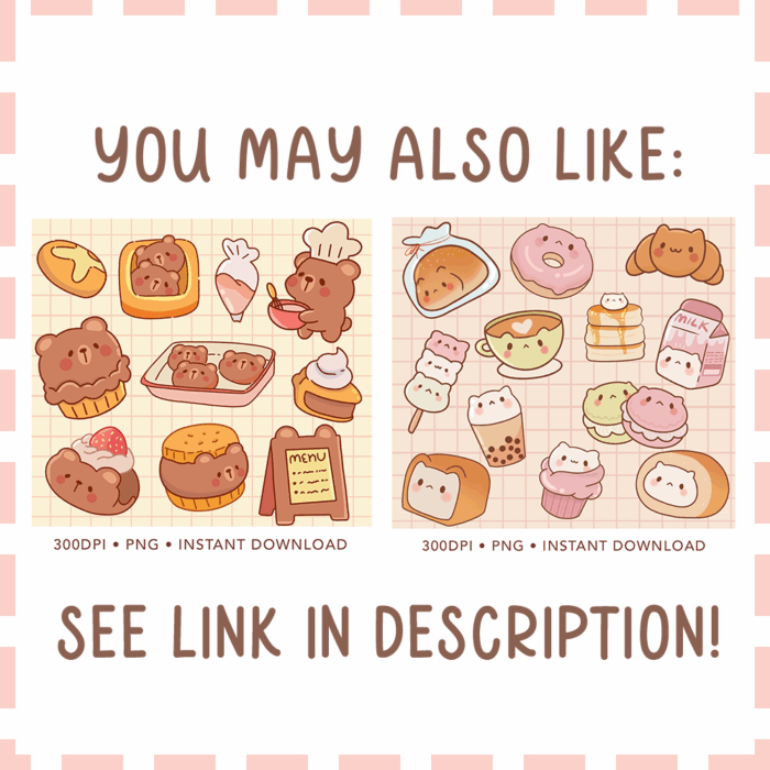 Cute Kawaii Bear Bakery Clipart Part 2, PNG, Commercial - Image 3