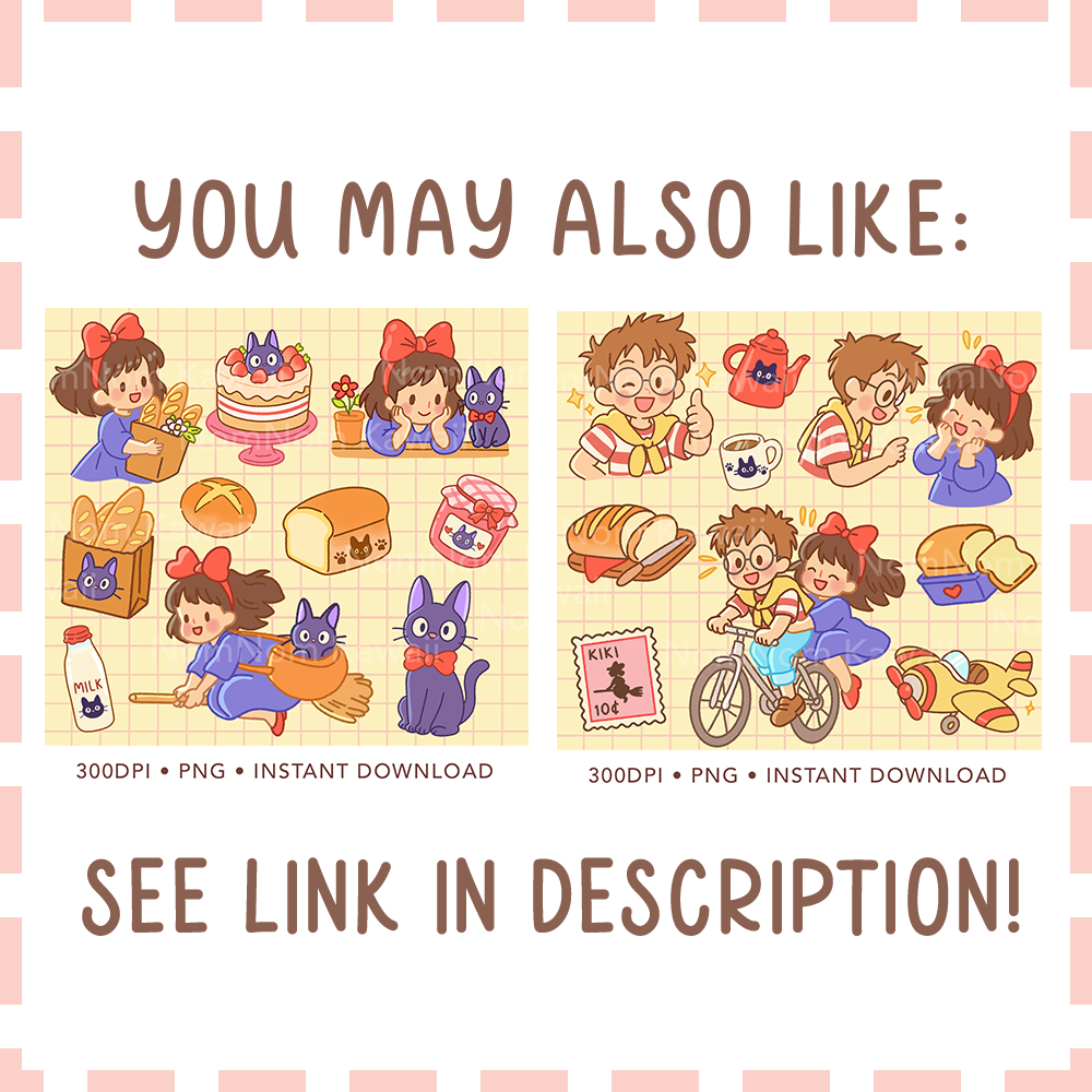 Kiki's Delivery Clipart PNG Kawaii Kiki Jiji Clipart Bakery Clipart Commercial Use - Image 4