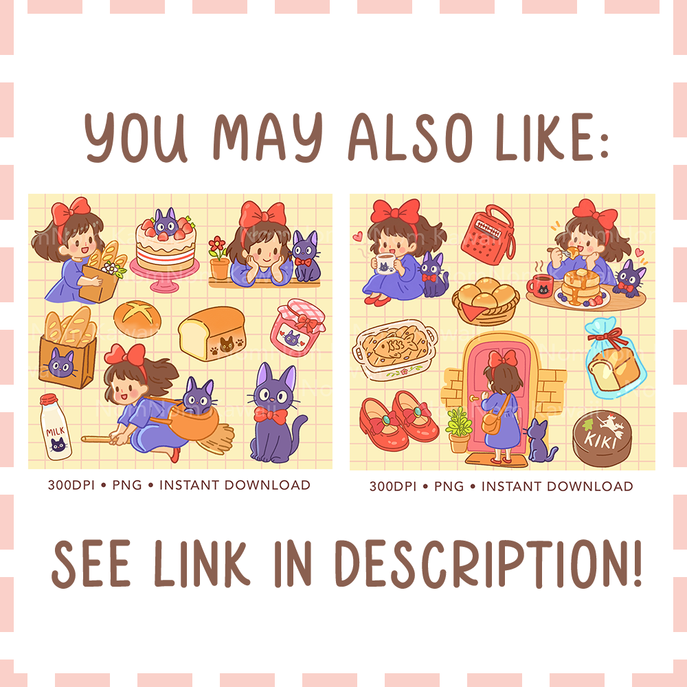 Kiki and Tombo Clipart | Kawaii Delivery Witch Clipart - Image 3